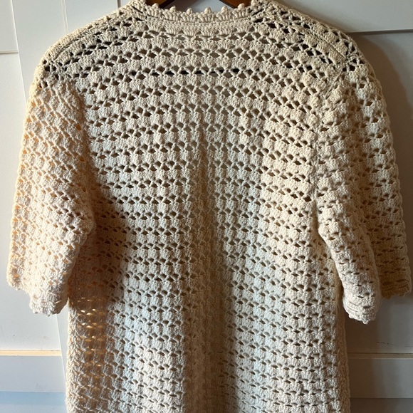 Cream Crochet Cardigan with Red Rose Buttons - Picture 4 of 6